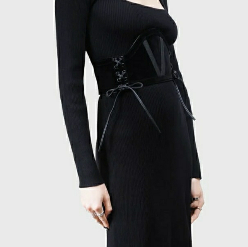 Killstar Black Lace-Up Corset Belt